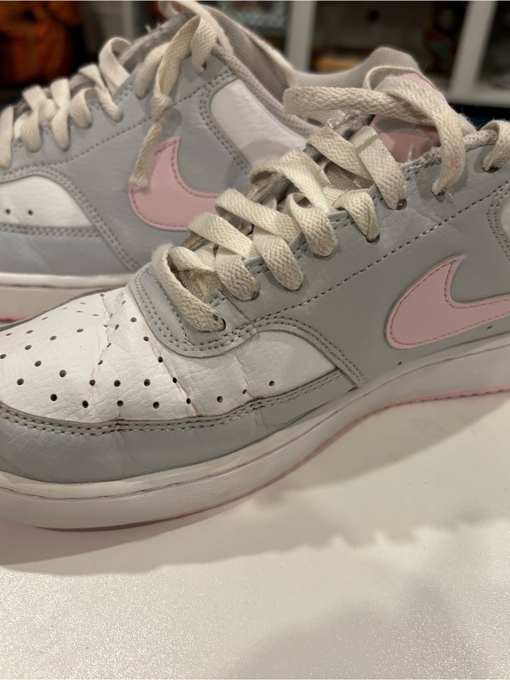 Nike Women’s Low-Top Sneakers in White, Light Pink, and Light Gray